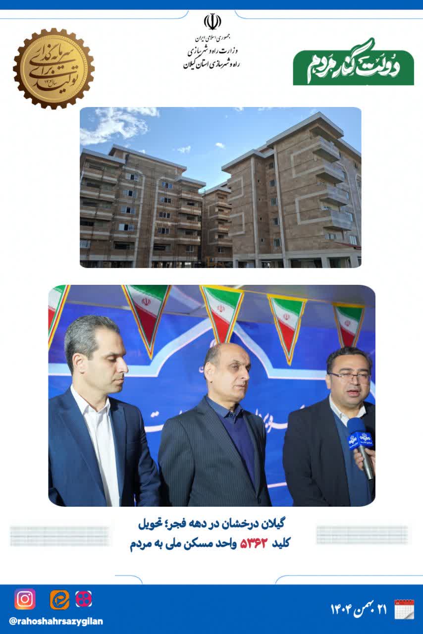 گیلان درخشان در دهه فجر تحویل کلید ۵۳۶۲ واحد مسکن ملی به مردم