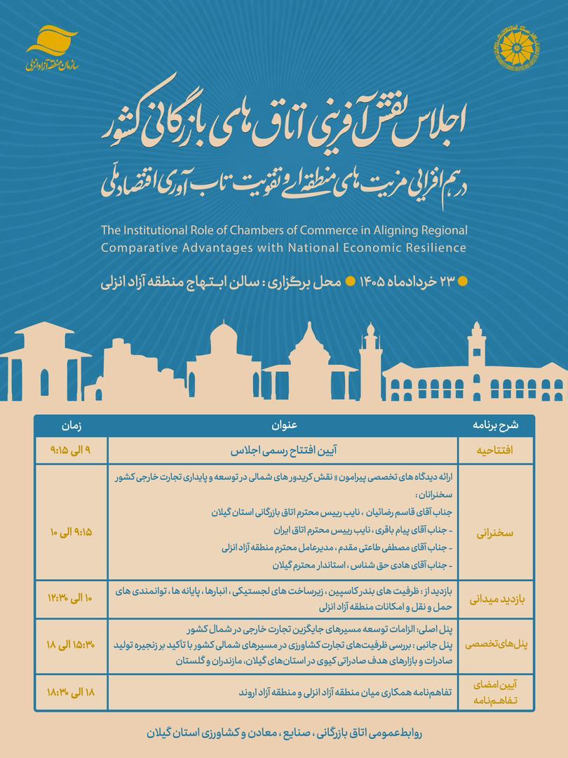 اجلاس نقش آفرینی اتاق های بازرگانی کشوربا محوریت «هم‌افزایی مزیت‌های منطقه‌ای و تقویت تاب‌آوری اقتصادی